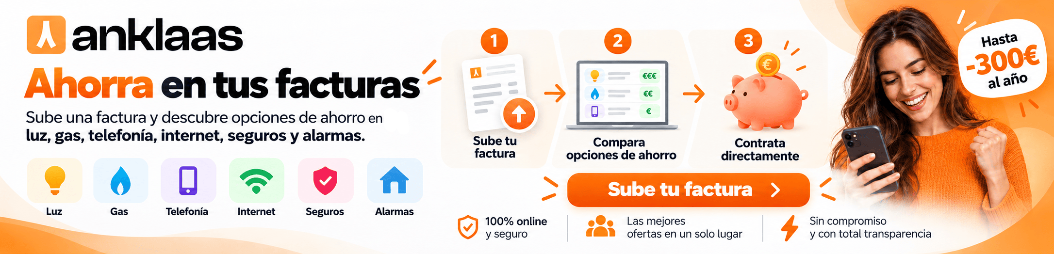 Ahorra en luz, gas, telefonía, internet, seguros y alarmas